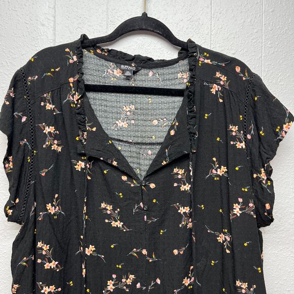 Buffalo Womens Top 2X Floral Cottagecore Gardencore Fairy Relaxed Flowy Mob Wife - Picture 3 of 12